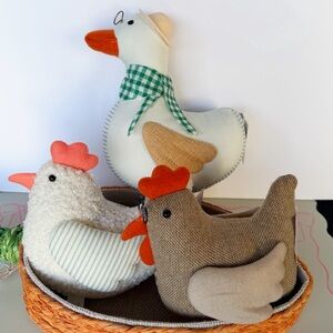 Target Set of 3 Decorative Fabric Chick and Goose Farmhouse Plushes